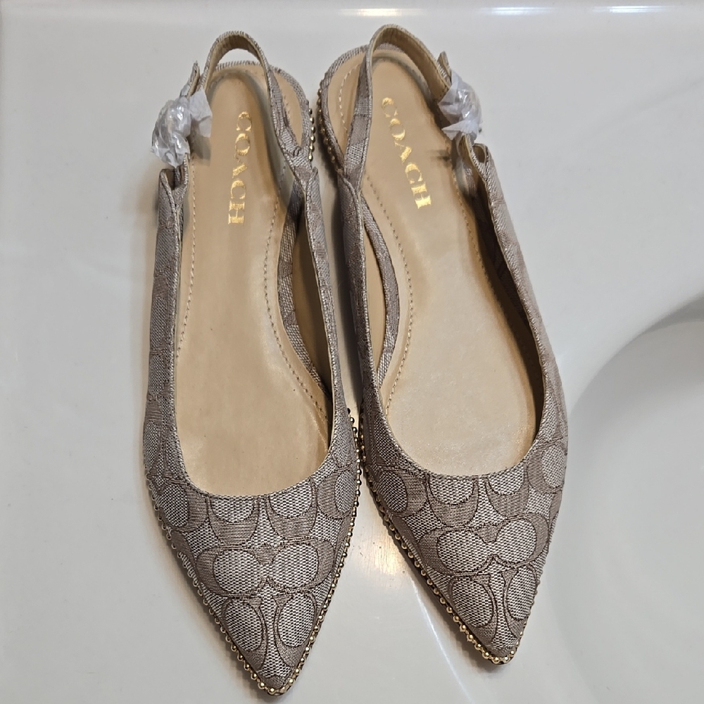 Coach Women's Beige Slingback Flats
